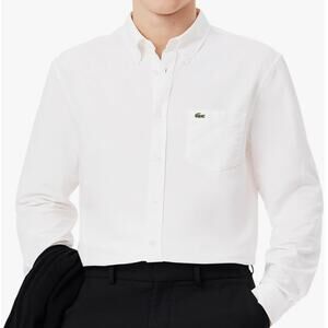 Lacoste Men's Long Sleeve Regular Fit Oxford Button Down Shirt White S